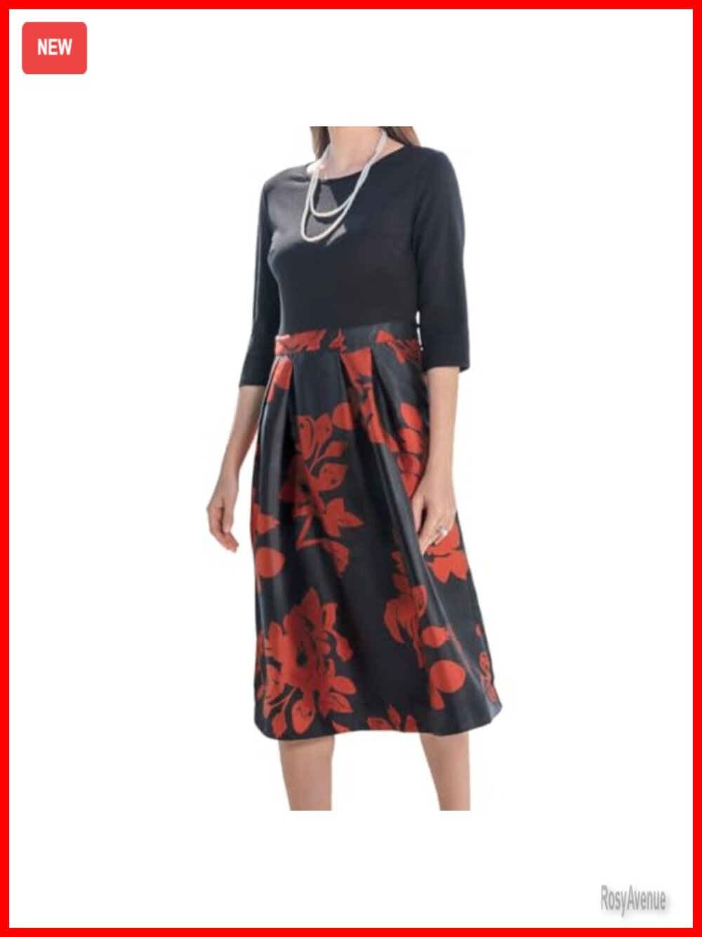 Women's Midi Dress 3/4 Sleeve Crewneck A-Line Work Business Church